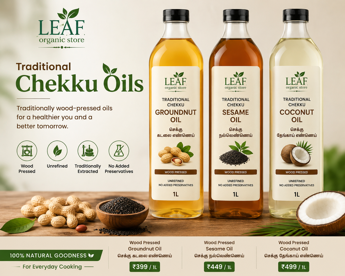 Wood Pressed Groundnut Oil / செக்கு கடலை எண்ணெய்